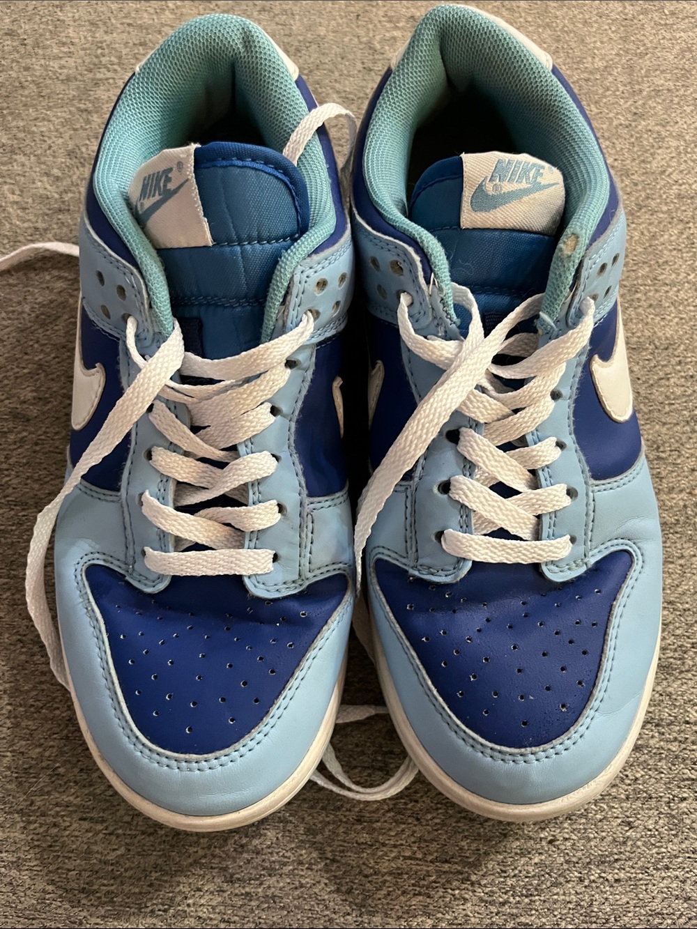 Nike Two-Tone Blue Low-Top Sneakers with White Swoosh